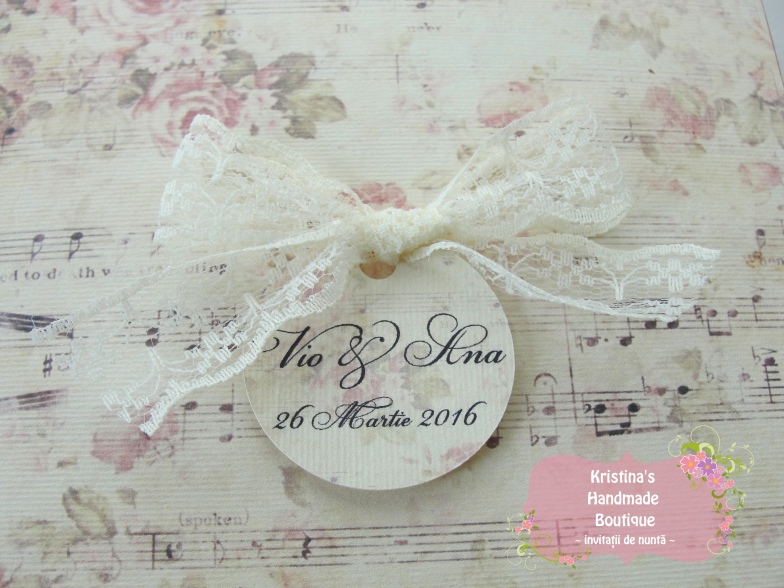 Invitatie De Nunta Vintage Cu Dantela Si Note Muzicale Cod 157